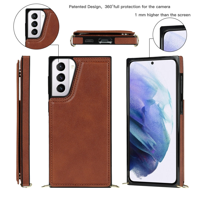 For Samsung Galaxy S21+ 5G Cross-body Square Double Buckle Flip Card Bag TPU+PU Case with Card Slots & Wallet & Photo & Strap(Brown) - Galaxy S21+ 5G Cases by PMC Jewellery | Online Shopping South Africa | PMC Jewellery