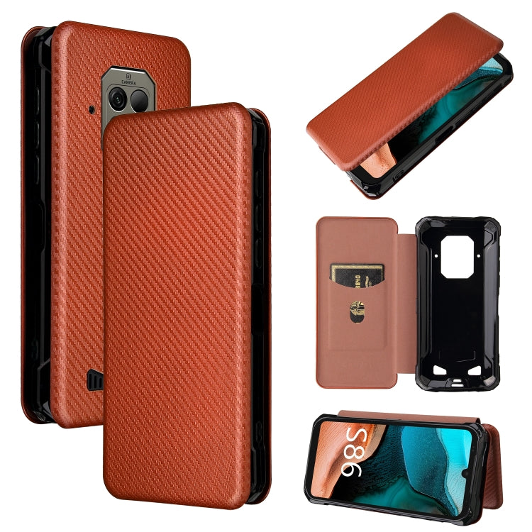 For Doogee S86 / S86 Pro Carbon Fiber Texture Horizontal Flip TPU + PC + PU Leather Case with Card Slot(Brown) - More Brand by PMC Jewellery | Online Shopping South Africa | PMC Jewellery | Buy Now Pay Later Mobicred