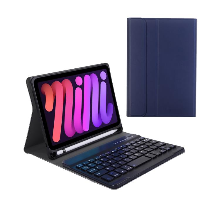 A06B Ultra-thin Detachable Bluetooth Keyboard Leather Case with Pen Slot & Holder for iPad mini 6 / mini 7(Dark Blue) - free shipping - PMC TechLife - Order now!
