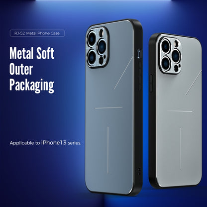 For iPhone 13 R-JUST RJ-52 3-Line Style Metal TPU Shockproof Protective Case(Blue) - iPhone 13 Cases by R-JUST | Online Shopping South Africa | PMC Jewellery