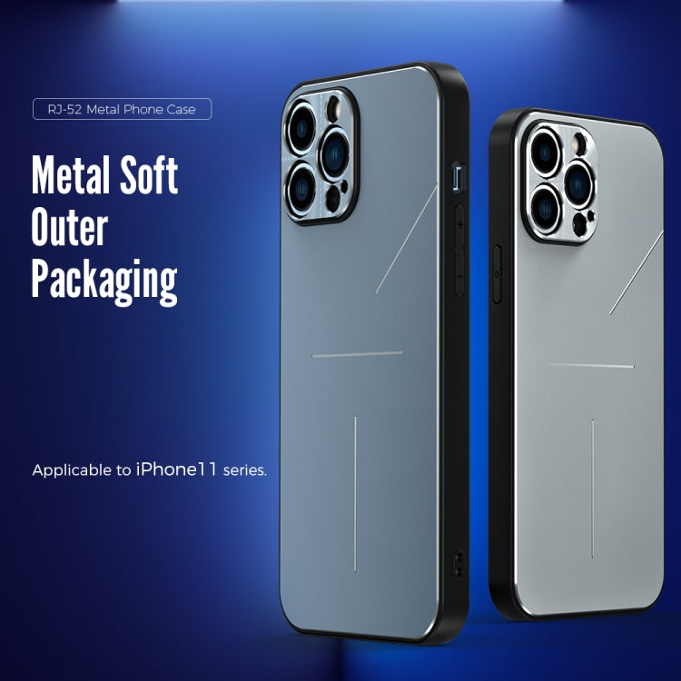 For iPhone 11 Pro Max R-JUST RJ-52 3-Line Style Metal TPU Shockproof Protective Case (Blue) - iPhone 11 Pro Max Cases by R-JUST | Online Shopping South Africa | PMC TechLife | Buy Now Pay Later Mobicred