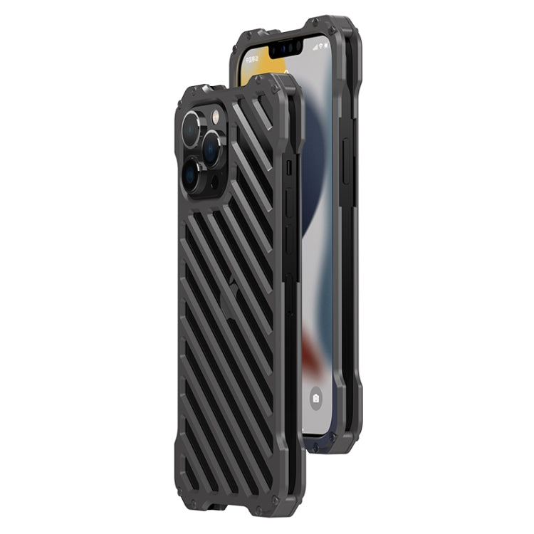 For iPhone 13 Pro Max R-JUST RJ-50 Hollow Breathable Armor Metal Shockproof Protective Case(Silver Grey) - iPhone 13 Pro Max Cases by R-JUST | Online Shopping South Africa | PMC Jewellery