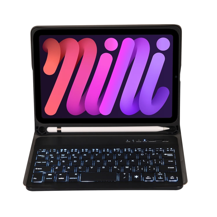 A06BS Ultra-thin Backlight Bluetooth Keyboard Leather Tablet Case with Holder & Pen Slot For iPad mini 6(Black) - For iPad mini by PMC Jewellery | Online Shopping South Africa | PMC Jewellery