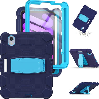 For iPad mini 6 3-Layer Protection Screen Frame + PC + Silicone Shockproof Combination Tablet Case with Holder(NavyBlue+Blue) - iPad mini 6 Cases by PMC Jewellery | Online Shopping South Africa | PMC Jewellery | Buy Now Pay Later Mobicred