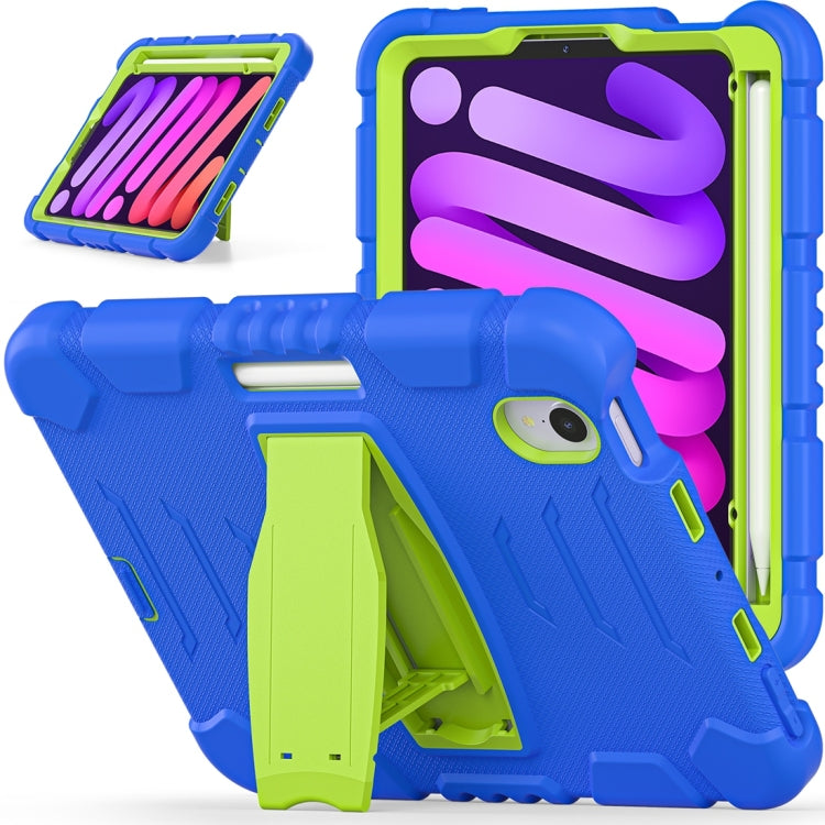 For iPad mini 6 3-Layer Protection Screen Frame + PC + Silicone Shockproof Combination Tablet Case with Holder(Blue+Lime) - iPad mini 6 Cases by PMC Jewellery | Online Shopping South Africa | PMC Jewellery | Buy Now Pay Later Mobicred