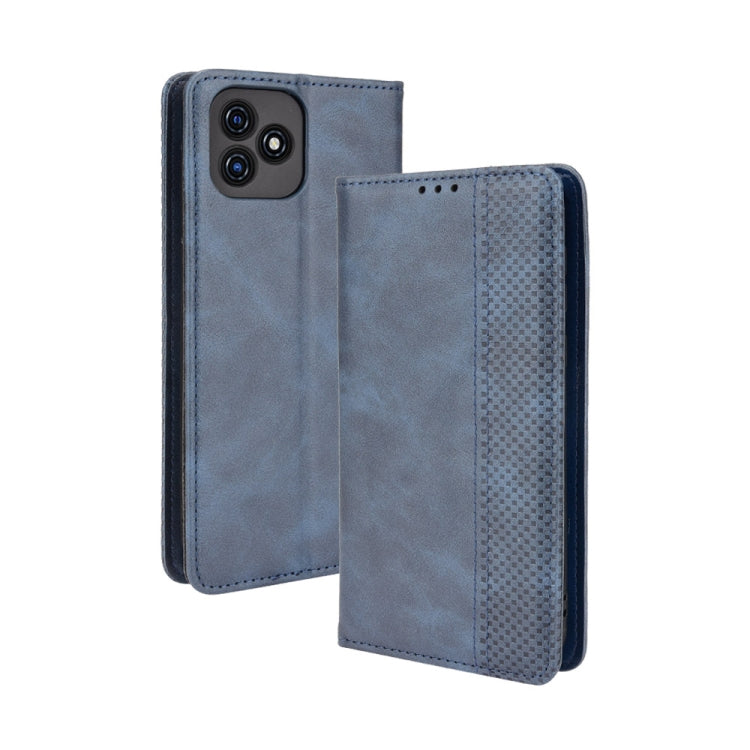 For Blackview Oscal C20 Magnetic Buckle Retro Crazy Horse Texture Horizontal Flip Leather Case with Holder & Card Slots & Photo Frame(Blue) - More Brand by PMC Jewellery | Online Shopping South Africa | PMC Jewellery | Buy Now Pay Later Mobicred