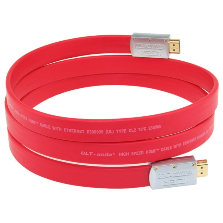 ULT-unite 4K Ultra HD Gold-plated HDMI to HDMI Flat Cable, Cable Length:5m(Red) - Cable by ult-unite | Online Shopping South Africa | PMC Jewellery | Buy Now Pay Later Mobicred