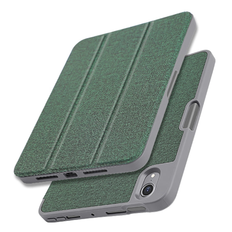 For iPad mini 6 / mini 2024 Mutural YASHI Series Cloth Pattern Texture Horizontal Flip Tablet Case(Green) - free shipping - PMC TechLife - Order now!