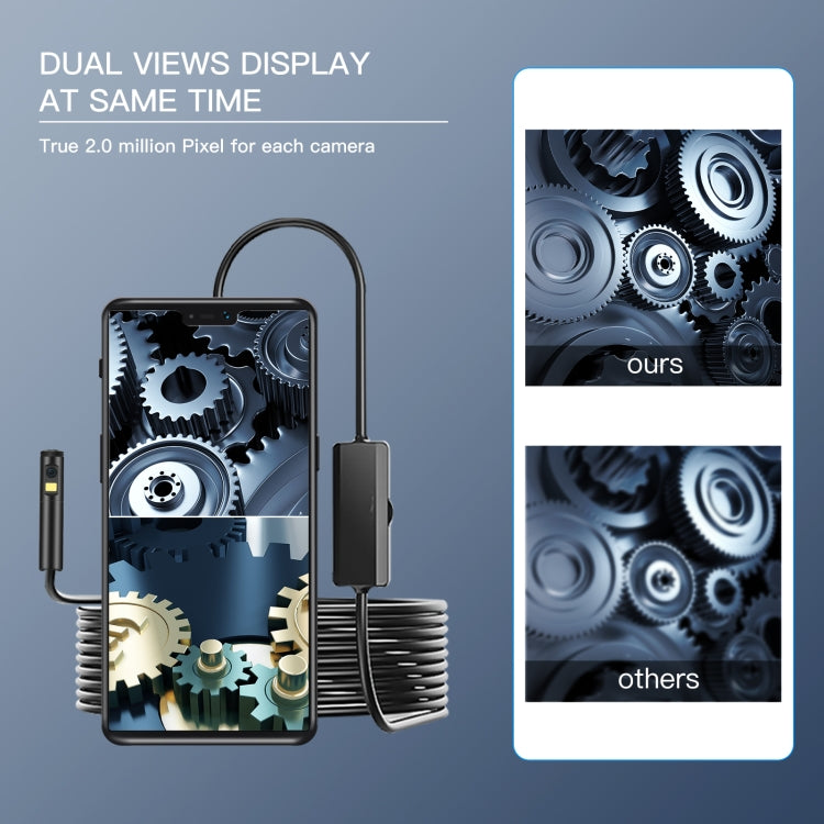 AN100 3 in 1 IP68 Waterproof USB-C / Type-C + Micro USB + USB Dual Cameras Industrial Digital Endoscope with 9 LEDs, Support Android System, Lens Diameter: 8mm, Length:2m Soft Cable -  by PMC Jewellery | Online Shopping South Africa | PMC Jewellery