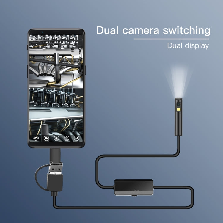 AN100 3 in 1 IP68 Waterproof USB-C / Type-C + Micro USB + USB Dual Cameras Industrial Digital Endoscope with 9 LEDs, Support Android System, Lens Diameter: 8mm, Length:3.5m Hard Cable -  by PMC TechLife | Online Shopping South Africa | PMC TechLife | Buy Now Pay Later Mobicred