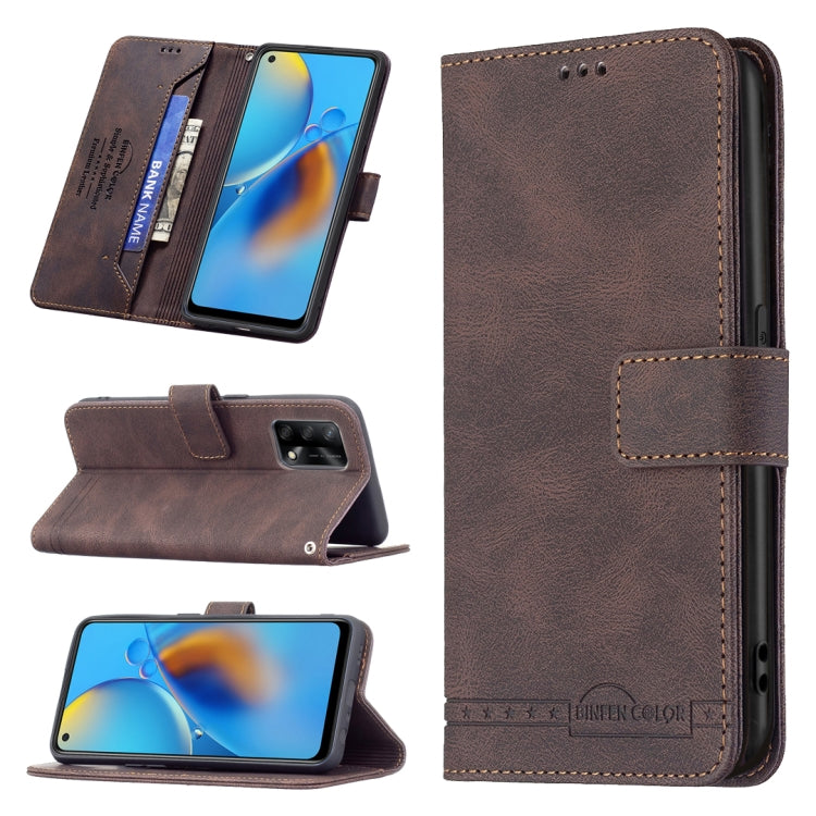 For OPPO A74 4G / F19 4G Magnetic Clasp RFID Blocking Anti-Theft Leather Case with Holder & Card Slots & Wallet(Brown) - OPPO Cases by PMC Jewellery | Online Shopping South Africa | PMC Jewellery