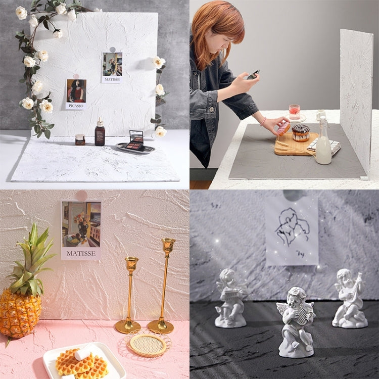 60 x 60cm Retro PVC Cement Texture Board Photography Backdrops Board(Grey White) - Brick Wall by PMC TechLife | Online Shopping South Africa | PMC TechLife | Buy Now Pay Later Mobicred