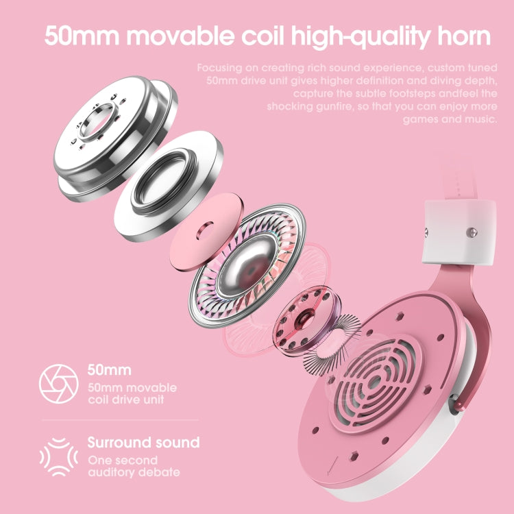 ONIKUMA X10 Car Ear LED Light Adjustable Gaming Headset with Microphone(White Pink) - Multimedia Headset by ONIKUMA | Online Shopping South Africa | PMC Jewellery | Buy Now Pay Later Mobicred