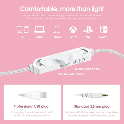 ONIKUMA X10 Car Ear LED Light Adjustable Gaming Headset with Microphone(White Pink) - Multimedia Headset by ONIKUMA | Online Shopping South Africa | PMC Jewellery | Buy Now Pay Later Mobicred