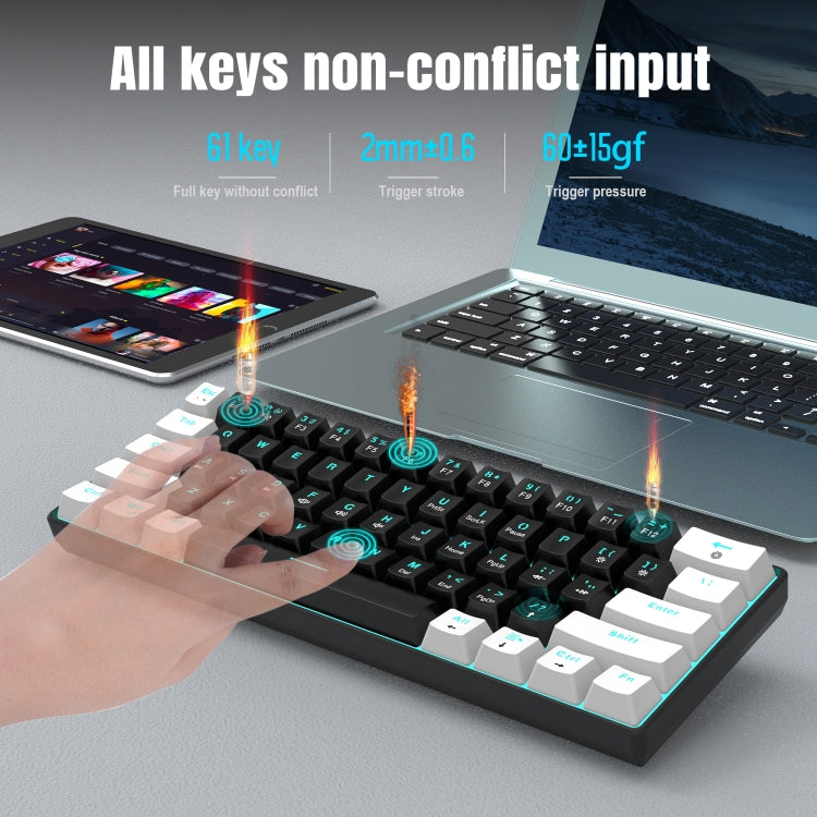 HXSJ V900 61 Keys Cool Lighting Effect Mechanical Wired Keyboard (Black White) - free shipping - PMC Jewellery - Order now!