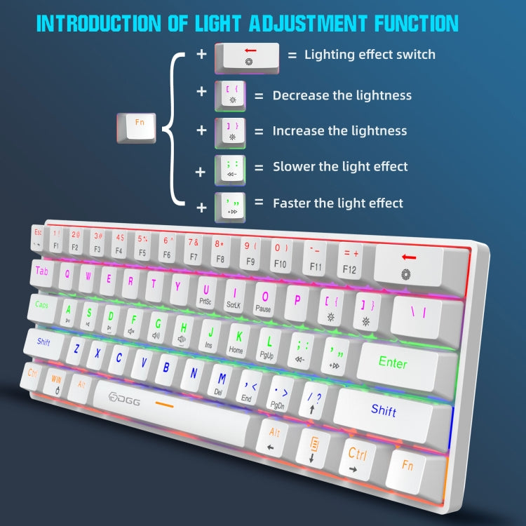 HXSJ V900 61 Keys Cool Lighting Effect Mechanical Wired Keyboard(White) - Wired Keyboard by HXSJ | Online Shopping South Africa | PMC Jewellery | Buy Now Pay Later Mobicred