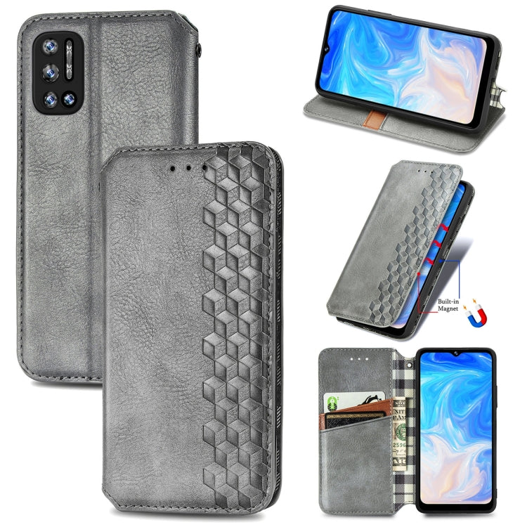 For Doogee N40 Pro Cubic Grid Pressed Horizontal Flip Magnetic Leather Case with Holder & Card Slots & Wallet(Grey) - More Brand by PMC Jewellery | Online Shopping South Africa | PMC Jewellery | Buy Now Pay Later Mobicred