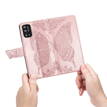 For DOOGEE N40 Pro Butterfly Love Flowers Embossed Horizontal Flip Leather Case with Holder & Card Slots & Wallet & Lanyard(Rose Gold) - More Brand by PMC Jewellery | Online Shopping South Africa | PMC Jewellery | Buy Now Pay Later Mobicred