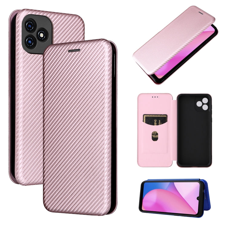 For Blackview Oscal C20 Carbon Fiber Texture Horizontal Flip Leather Phone Case with Card Slot(Pink) - More Brand by PMC TechLife | Online Shopping South Africa | PMC TechLife | Buy Now Pay Later Mobicred