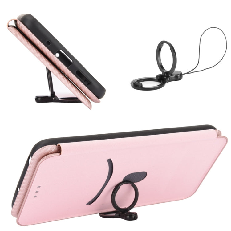 For Blackview Oscal C20 Carbon Fiber Texture Horizontal Flip Leather Phone Case with Card Slot(Pink) - More Brand by PMC TechLife | Online Shopping South Africa | PMC TechLife | Buy Now Pay Later Mobicred