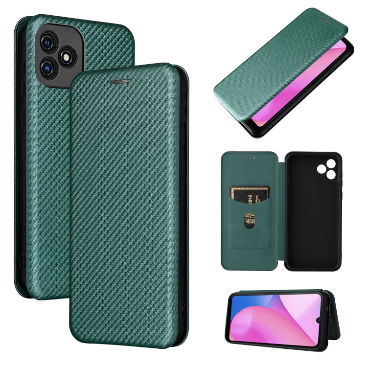 For Blackview Oscal C20 Carbon Fiber Texture Horizontal Flip Leather Phone Case with Card Slot(Green) - More Brand by PMC TechLife | Online Shopping South Africa | PMC TechLife | Buy Now Pay Later Mobicred
