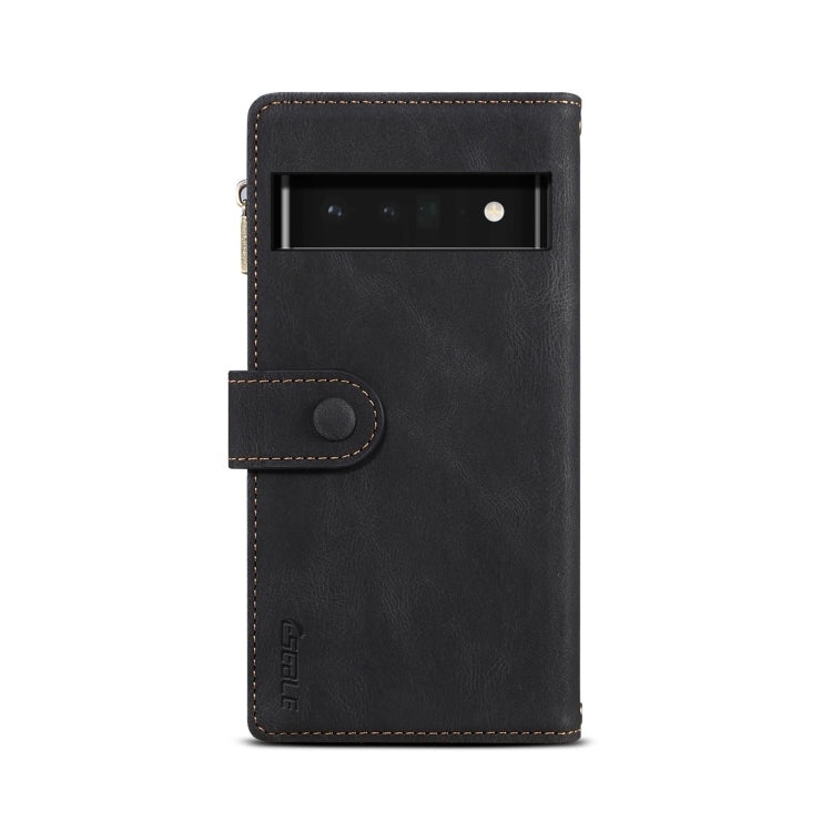 For Google Pixel 6 Pro Retro Frosted Leather Phone Case with Holder & Card Slot & Wallet & Zipper Pocket & Lanyard(Black) - Google Cases by PMC TechLife | Online Shopping South Africa | PMC TechLife | Buy Now Pay Later Mobicred