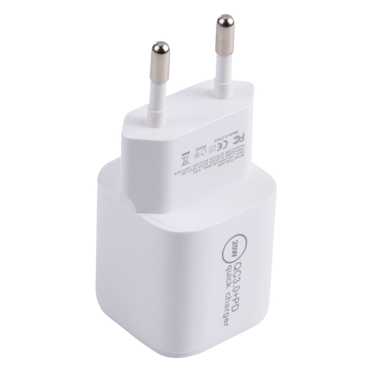 20WACB 20W QC3.0 + PD Quick Charger, Plug Specification:EU Plug(White) - USB Charger by PMC Jewellery | Online Shopping South Africa | PMC Jewellery | Buy Now Pay Later Mobicred