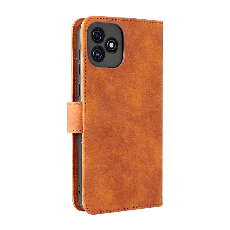 For Blackview Oscal C20 Solid Color Skin Feel Magnetic Buckle Horizontal Flip PU Phone Case(Brown) - More Brand by PMC Jewellery | Online Shopping South Africa | PMC Jewellery | Buy Now Pay Later Mobicred