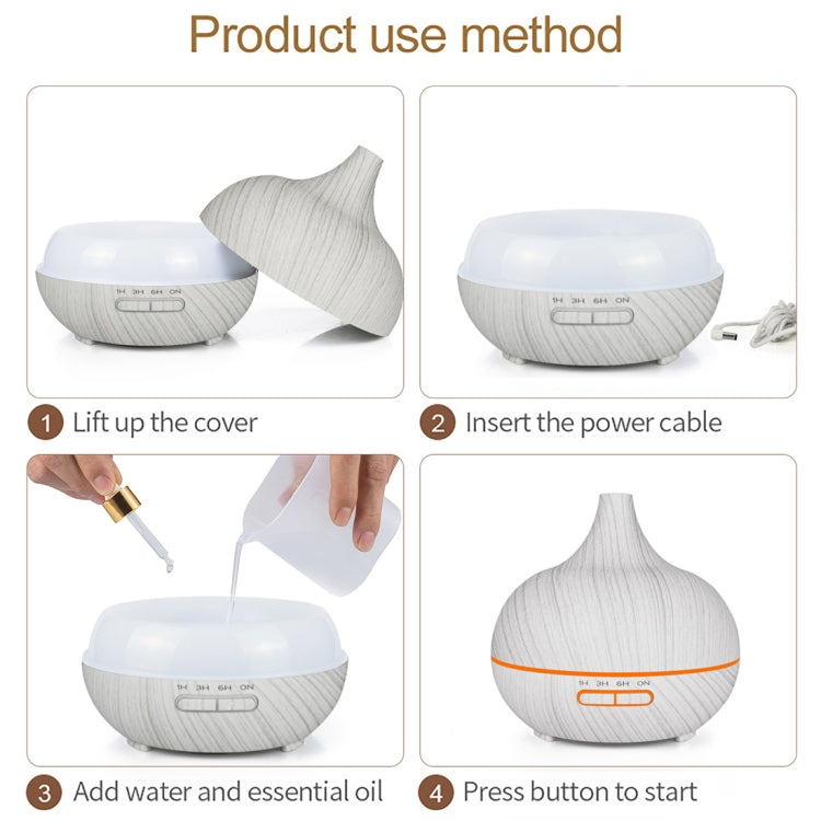 USB 400ml Wood Texture Fragrance Machine Pointed Mouth Humidifier Automatic Alcohol Sprayer with Colorful LED Light(Khaki) - free shipping - PMC TechLife - Order now!