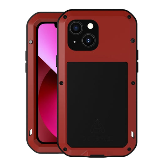 For iPhone 13 LOVE MEI Metal Shockproof Life Waterproof Dustproof Protective Phone Case(Red) - iPhone 13 Cases by LOVE MEI | Online Shopping South Africa | PMC Jewellery