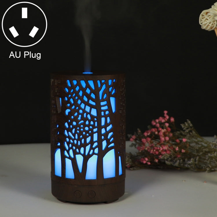 200ml Hollow-out Forest Pattern Wooden Essential Oil Aromatherapy Machine Ultrasonic Humidifier Automatic Alcohol Sprayer, Plug Specification:AU Plug(Dark Brown-3) - free shipping - PMC TechLife - Order now!