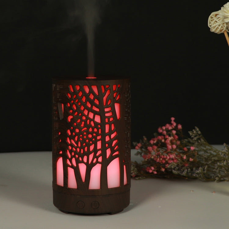 200ml Hollow-out Forest Pattern Wooden Essential Oil Aromatherapy Machine Ultrasonic Humidifier Automatic Alcohol Sprayer, Plug Specification:AU Plug(Dark Brown-3) - free shipping - PMC TechLife - Order now!