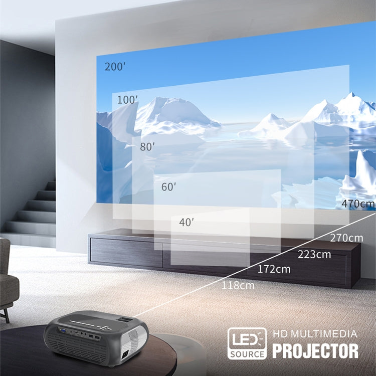 T7 1920x1080P 200 ANSI Portable Home Theater LED HD Digital Projector, Same Screen Version, EU Plug(Black) - LED Projector by PMC Jewellery | Online Shopping South Africa | PMC Jewellery | Buy Now Pay Later Mobicred