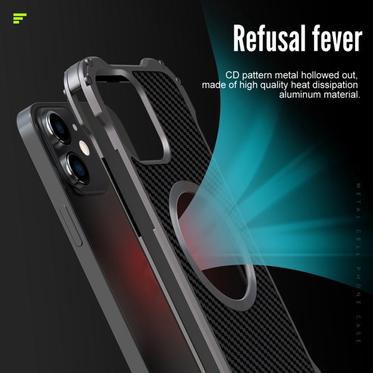 For iPhone 12 Pro Max R-JUST RJ51 Hollow Shockproof Metal Protective Phone Case(Dark Grey) - iPhone 12 Pro Max Cases by R-JUST | Online Shopping South Africa | PMC Jewellery