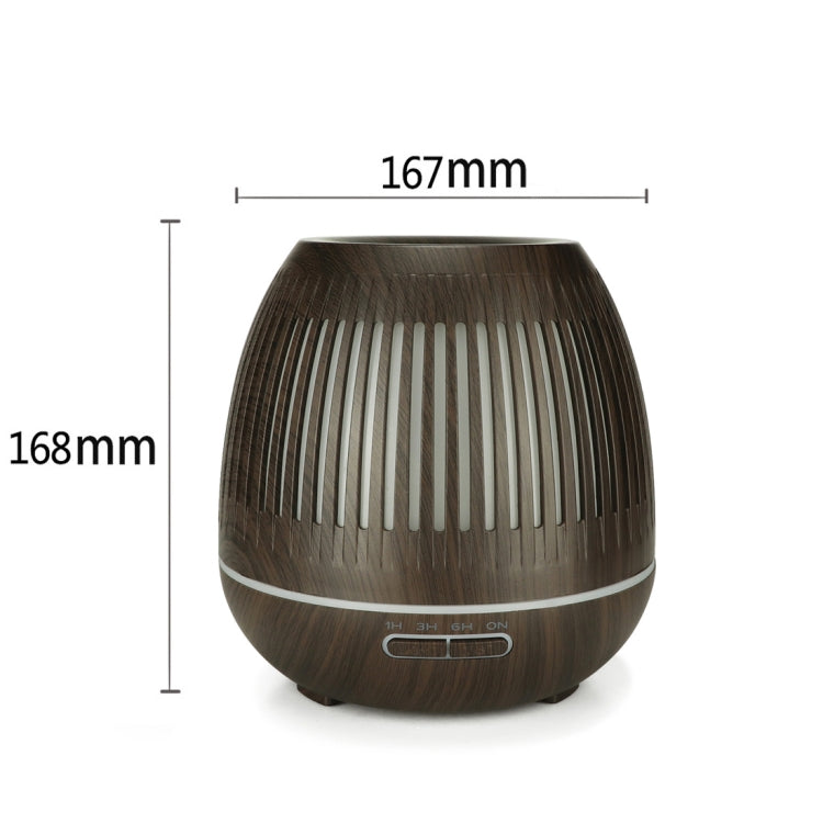 400ml Hollow-out LED Humidifier Wood Grain Air Purifier Aromatherapy Machine Automatic Alcohol Sprayer with Colorful LED Light, Plug Specification:EU Plug(Dark Brown) - free shipping - PMC TechLife - Order now!