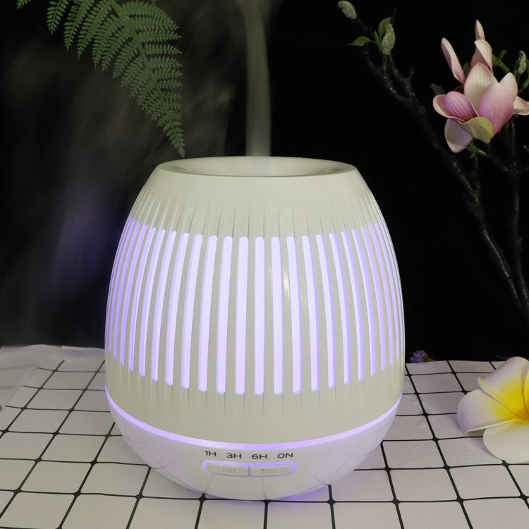 400ml Hollow-out LED Humidifier Wood Grain Air Purifier Aromatherapy Machine Automatic Alcohol Sprayer with Colorful LED Light, Plug Specification:UK Plug(White) - free shipping - PMC TechLife - Order now!