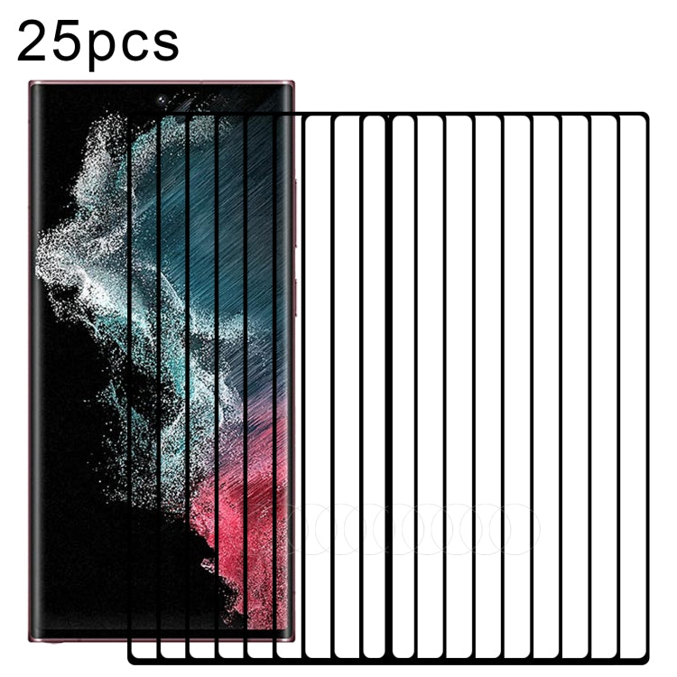 For Samsung Galaxy S22 Ultra 5G 25pcs Full Glue 3D Curved Edge Screen Tempered Glass Film(Black) - free shipping - PMC TechLife - Order now!