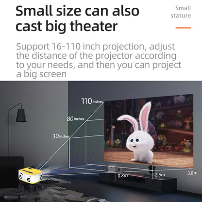 T20 320x240 400 Lumens Portable Home Theater LED HD Digital Projector, Same Screen Version, US Plug(White Yellow) - LED Projector by PMC Jewellery | Online Shopping South Africa | PMC Jewellery | Buy Now Pay Later Mobicred