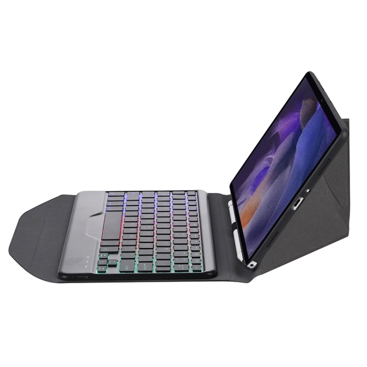 BA08S Backlight Diamond Texture Bluetooth Keyboard Leather Case with Triangle Back Support For Samsung Galaxy Tab A8 2021 SM-X205 / SM-X200(Black + Black) - Samsung Keyboard by PMC TechLife | Online Shopping South Africa | PMC TechLife