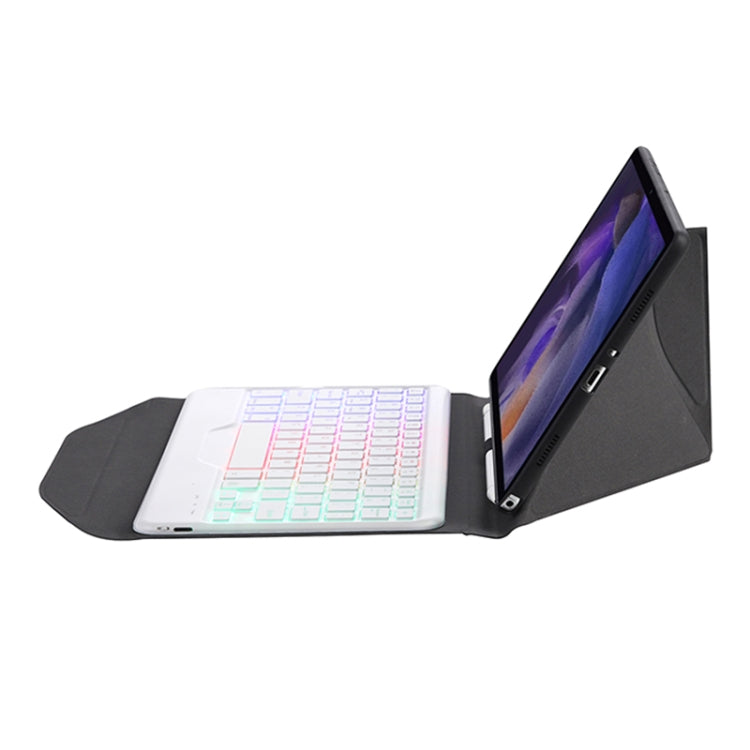 BA08S Backlight Diamond Texture Bluetooth Keyboard Leather Case with Triangle Back Support For Samsung Galaxy Tab A8 2021 SM-X205 / SM-X200(Black + White) - Samsung Keyboard by PMC TechLife | Online Shopping South Africa | PMC TechLife