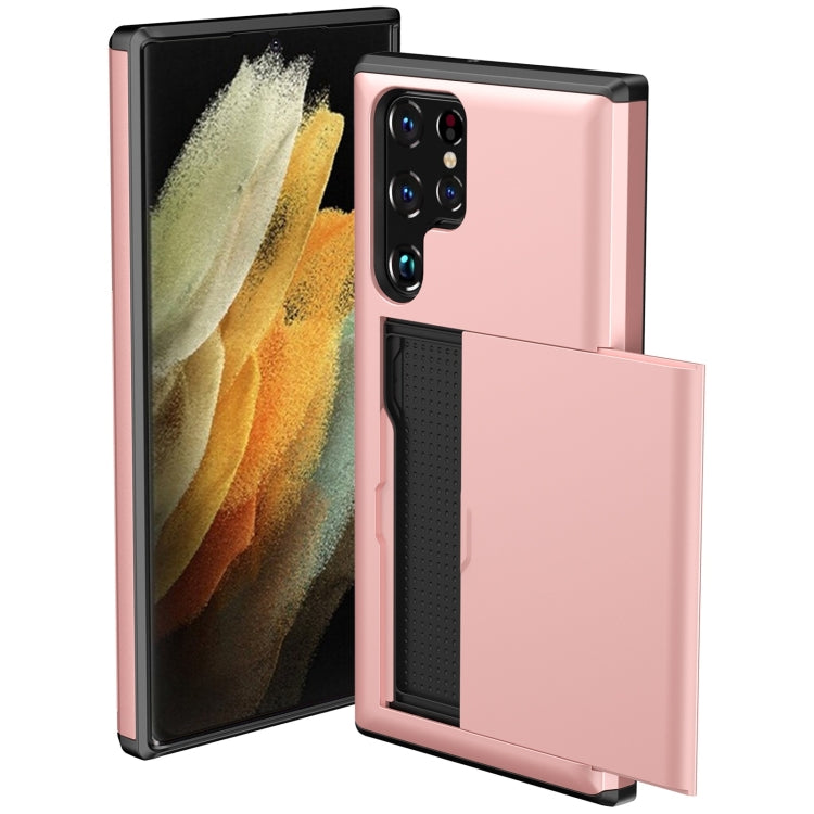 For Samsung Galaxy S22 Ultra 5G Shockproof Armor Phone Case with Card Slot(Rose Gold) - Galaxy S22 Ultra 5G Cases by PMC TechLife | Online Shopping South Africa | PMC TechLife