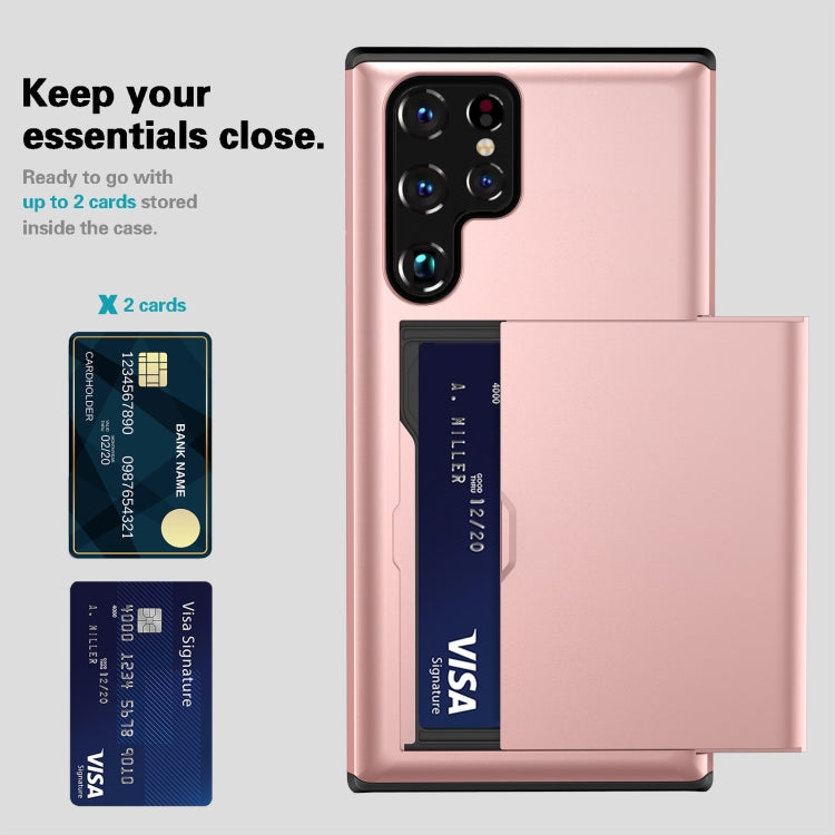 For Samsung Galaxy S22 Ultra 5G Shockproof Armor Phone Case with Card Slot(Rose Gold) - Galaxy S22 Ultra 5G Cases by PMC TechLife | Online Shopping South Africa | PMC TechLife