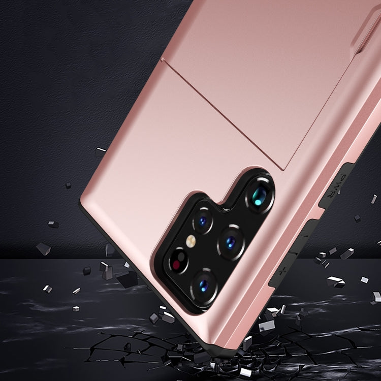 For Samsung Galaxy S22 Ultra 5G Shockproof Armor Phone Case with Card Slot(Rose Gold) - Galaxy S22 Ultra 5G Cases by PMC TechLife | Online Shopping South Africa | PMC TechLife
