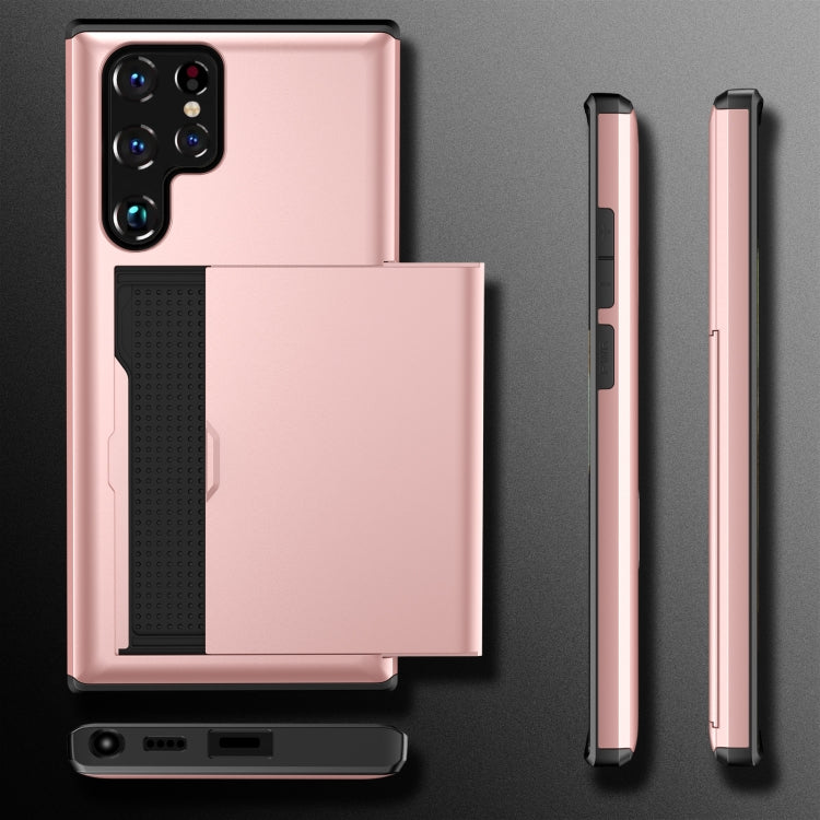 For Samsung Galaxy S22 Ultra 5G Shockproof Armor Phone Case with Card Slot(Rose Gold) - Galaxy S22 Ultra 5G Cases by PMC TechLife | Online Shopping South Africa | PMC TechLife