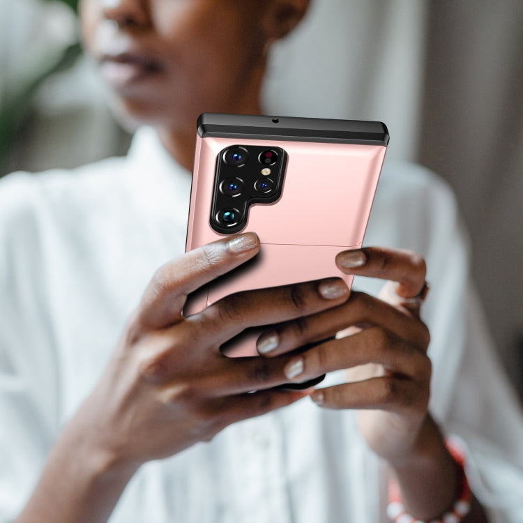 For Samsung Galaxy S22 Ultra 5G Shockproof Armor Phone Case with Card Slot(Rose Gold) - Galaxy S22 Ultra 5G Cases by PMC TechLife | Online Shopping South Africa | PMC TechLife