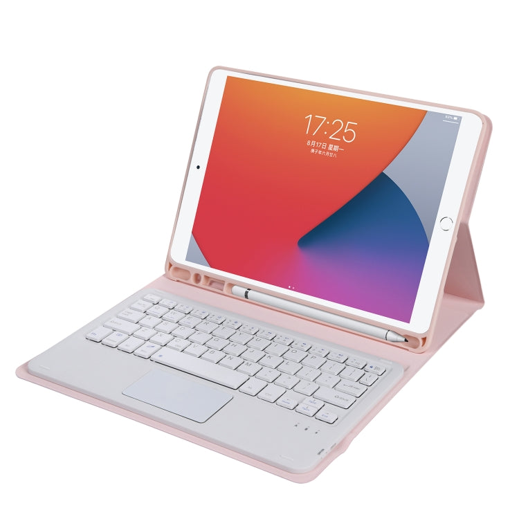 A102B-A Lambskin Texture Square Keycap Bluetooth Keyboard Leather Case with Touch Control For iPad Pro 10.5 inch / 10.2 2021 & 2020 & 2019 / Air 3(Pink) - Universal by PMC TechLife | Online Shopping South Africa | PMC TechLife | Buy Now Pay Later Mobicred