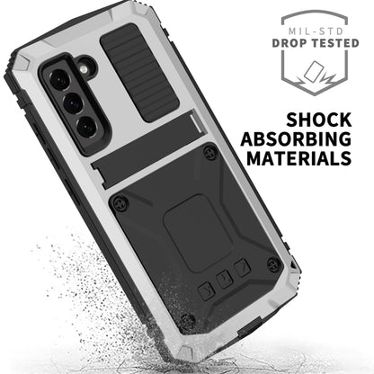 For Samsung Galaxy S21 FE R-JUST Rugged Phone Case with Holder(Silver) - Galaxy Phone Cases by R-JUST | Online Shopping South Africa | PMC Jewellery