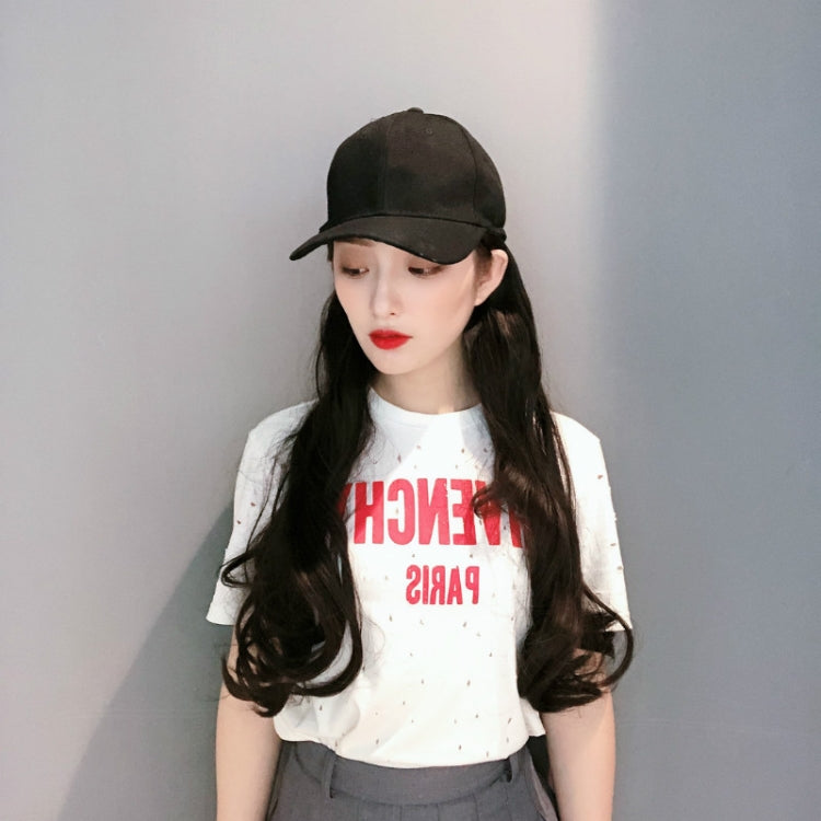 Hat Big Curve Wig One-piece Long Curly Chemical Fiber Headgear for Women(Black) - free shipping - PMC TechLife - Order now!
