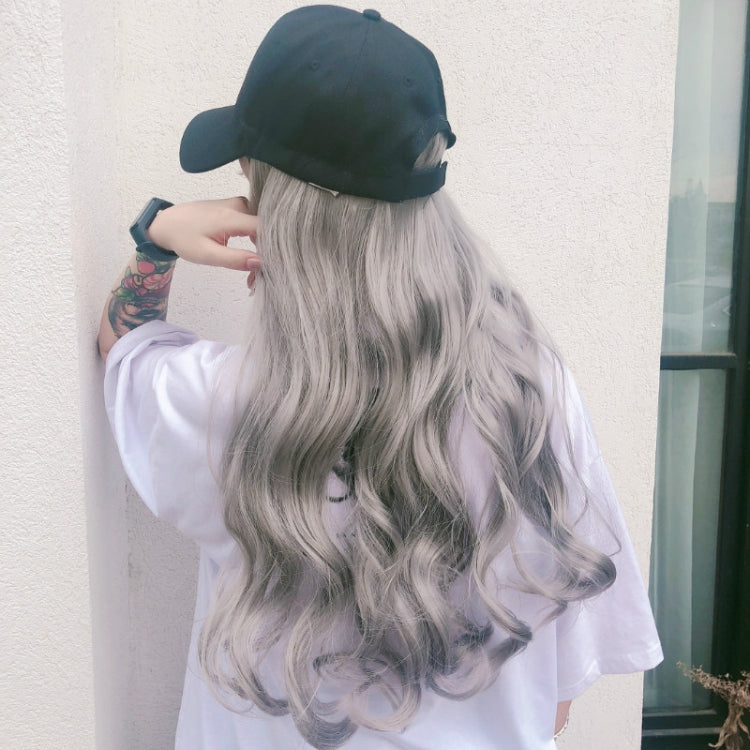 Hat Big Curve Wig One-piece Long Curly Chemical Fiber Headgear for Women(Black) - free shipping - PMC TechLife - Order now!
