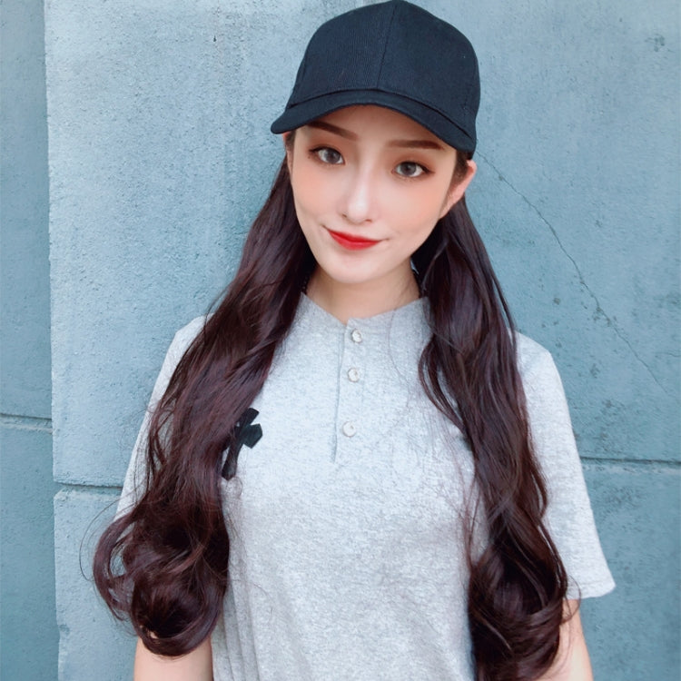 Hat Big Curve Wig One-piece Long Curly Chemical Fiber Headgear for Women(Dark Brown) - free shipping - PMC TechLife - Order now!